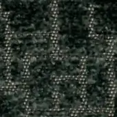 Dark green fabric swatch with off-white grid pattern, dense woven texture, subtle foliage-like background, product code ‘h 639’ visible.